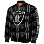 customized las vegas raiders bolt stripe black bomber jacket best selling