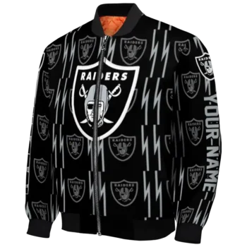customized las vegas raiders bolt stripe black bomber jacket best selling
