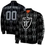 customized las vegas raiders bolt stripe black bomber jacket best selling
