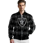 customized las vegas raiders bolt stripe black bomber jacket best selling