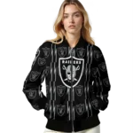 customized las vegas raiders bolt stripe black bomber jacket best selling