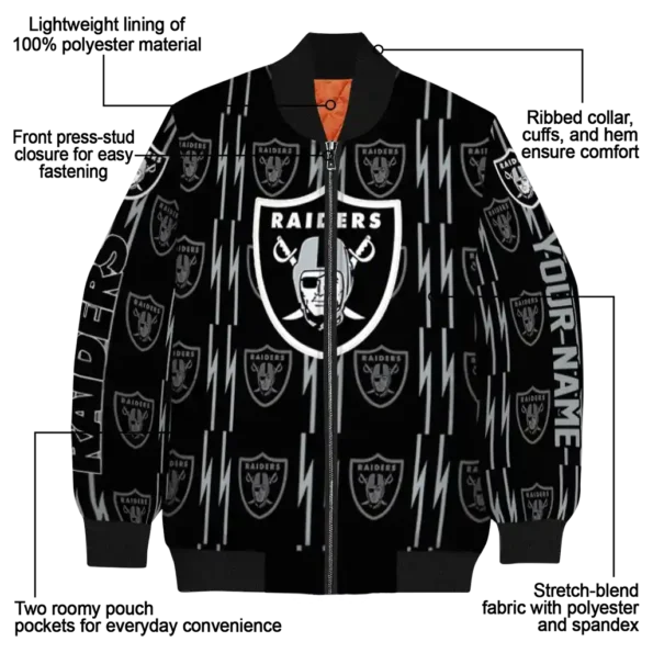 customized las vegas raiders bolt stripe black bomber jacket new arrival