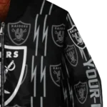 customized las vegas raiders bolt stripe black bomber jacket best selling