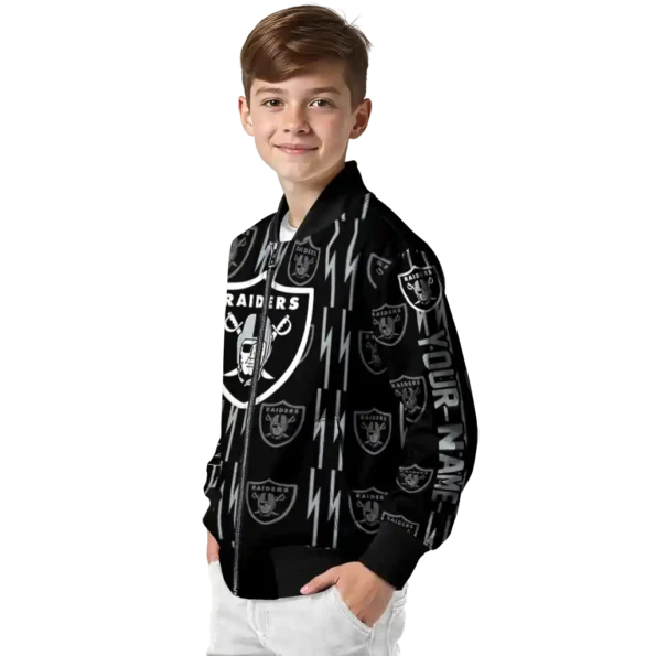 customized las vegas raiders bolt stripe black bomber jacket trendy