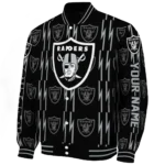 customized las vegas raiders bolt stripe black varsity jacket best selling