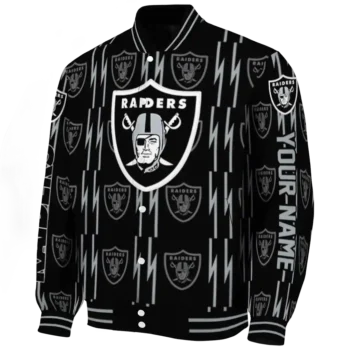 customized las vegas raiders bolt stripe black varsity jacket best selling