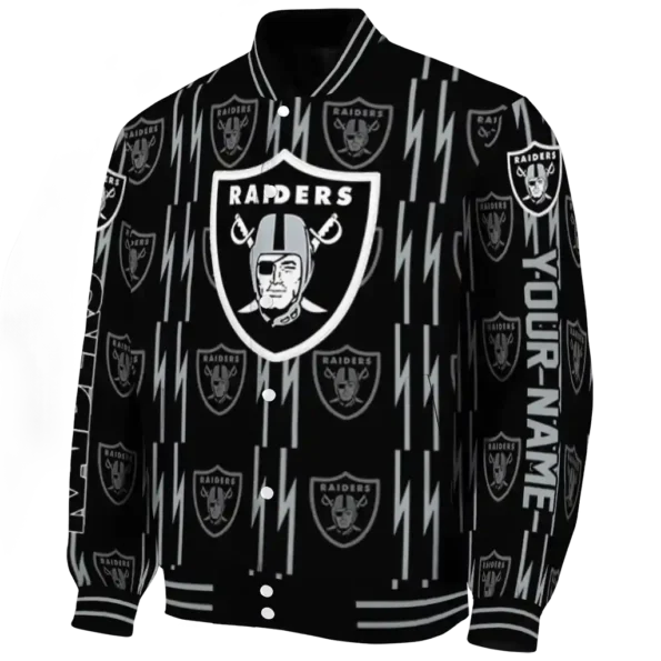 customized las vegas raiders bolt stripe black varsity jacket best selling