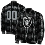 customized las vegas raiders bolt stripe black varsity jacket best selling