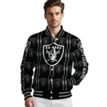 customized las vegas raiders bolt stripe black varsity jacket best selling