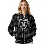 customized las vegas raiders bolt stripe black varsity jacket best selling