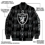 customized las vegas raiders bolt stripe black varsity jacket best selling