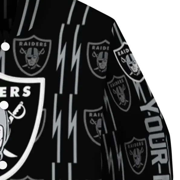 customized las vegas raiders bolt stripe black varsity jacket premium grade
