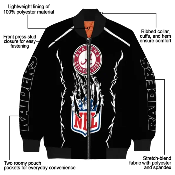 customized las vegas raiders claw blood black bomber jacket new arrival