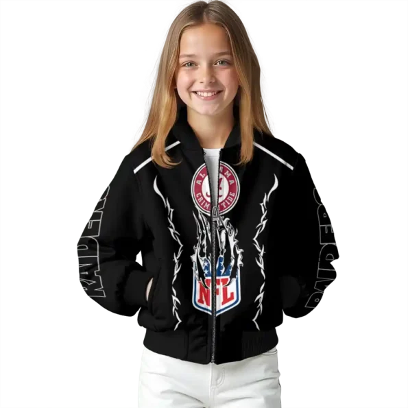 customized las vegas raiders claw blood black bomber jacket top rated