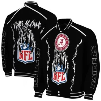 customized las vegas raiders claw blood black varsity jacket fashion forward