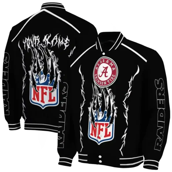 customized las vegas raiders claw blood black varsity jacket fashion forward