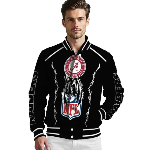 customized las vegas raiders claw blood black varsity jacket high quality