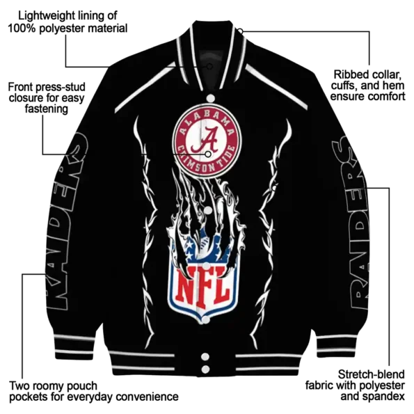 customized las vegas raiders claw blood black varsity jacket new arrival