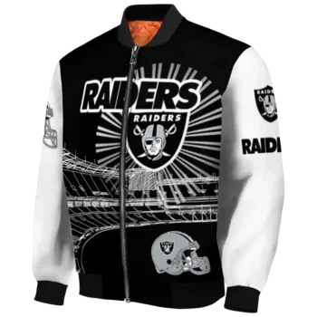 customized las vegas raiders ferris arena black white bomber jacket best selling