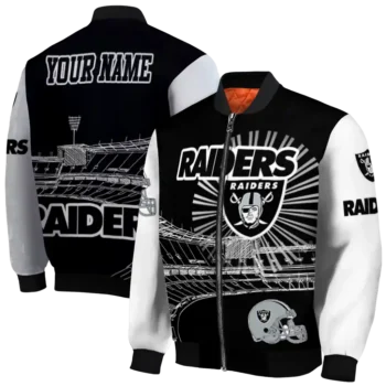 customized las vegas raiders ferris arena black white bomber jacket fashion forward
