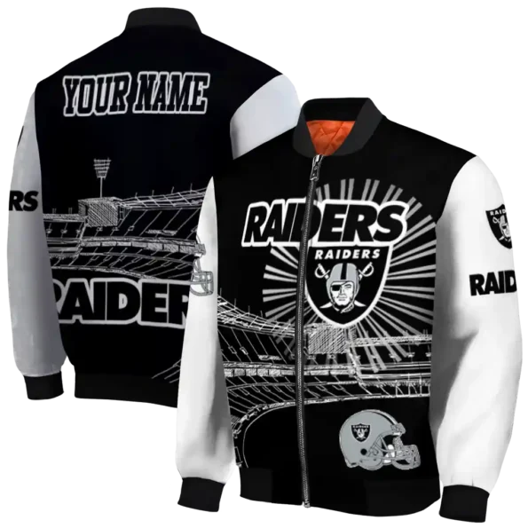 customized las vegas raiders ferris arena black white bomber jacket fashion forward
