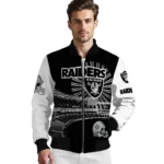 customized las vegas raiders ferris arena black white bomber jacket best selling