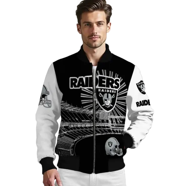 customized las vegas raiders ferris arena black white bomber jacket high quality