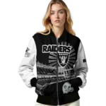 customized las vegas raiders ferris arena black white bomber jacket best selling