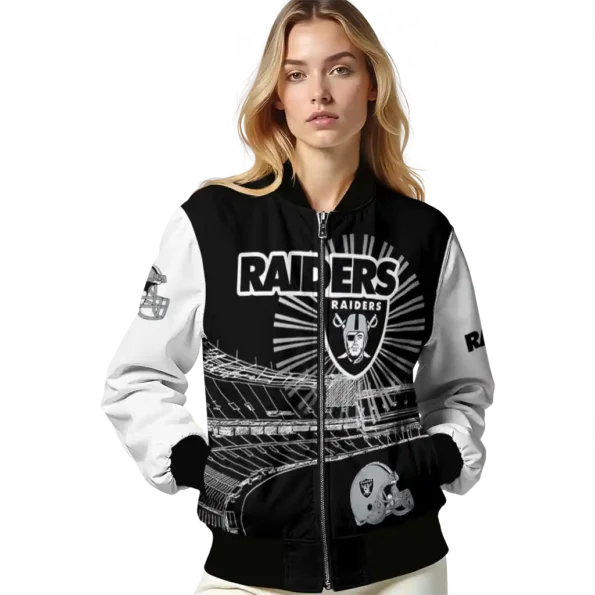 customized las vegas raiders ferris arena black white bomber jacket latest model