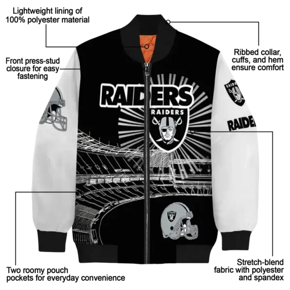 customized las vegas raiders ferris arena black white bomber jacket new arrival