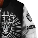 customized las vegas raiders ferris arena black white bomber jacket best selling
