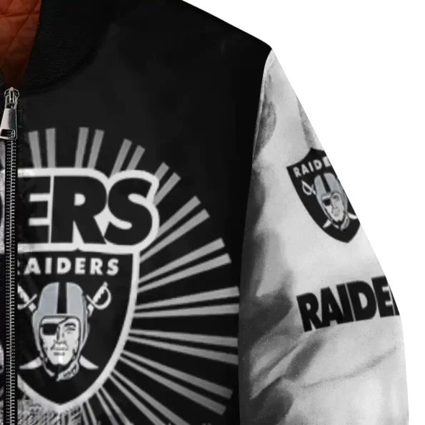 customized las vegas raiders ferris arena black white bomber jacket premium grade