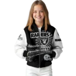 customized las vegas raiders ferris arena black white bomber jacket best selling