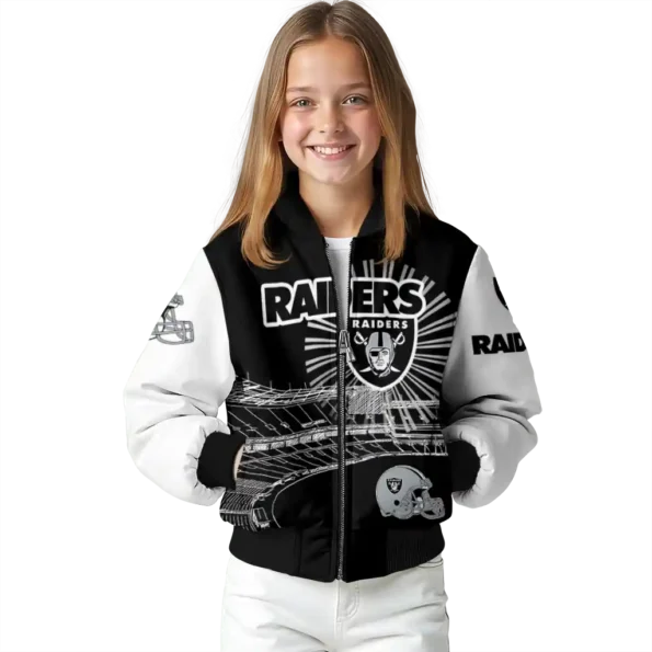 customized las vegas raiders ferris arena black white bomber jacket top rated