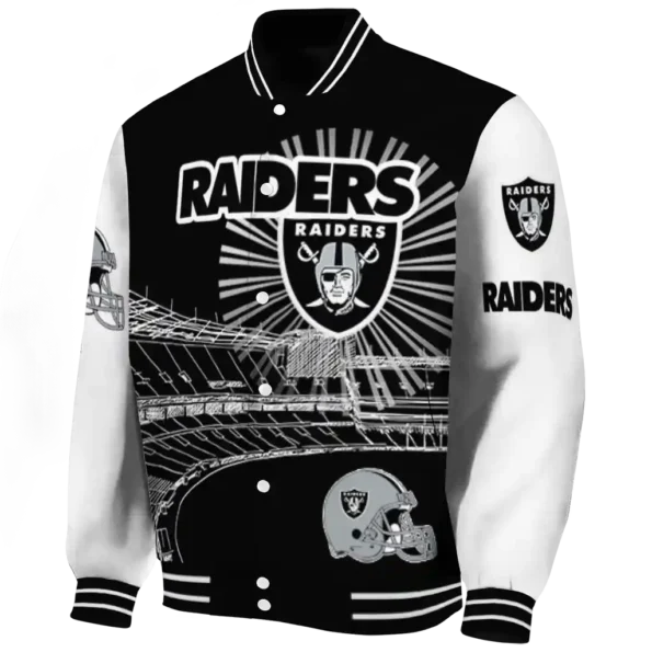 customized las vegas raiders ferris arena black white varsity jacket best selling