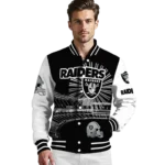 customized las vegas raiders ferris arena black white varsity jacket best selling