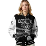 customized las vegas raiders ferris arena black white varsity jacket best selling