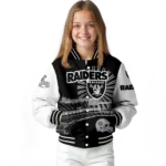 customized las vegas raiders ferris arena black white varsity jacket best selling