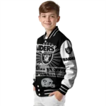 customized las vegas raiders ferris arena black white varsity jacket best selling