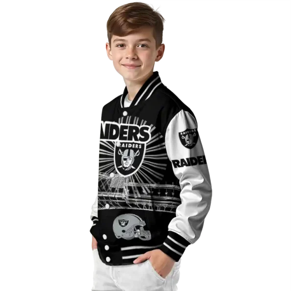 customized las vegas raiders ferris arena black white varsity jacket trendy