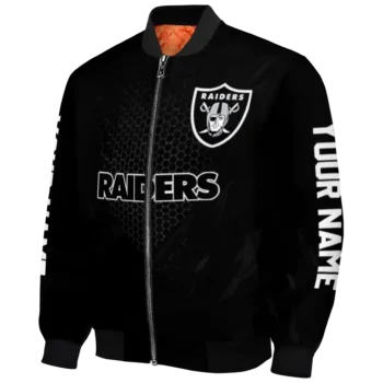 customized las vegas raiders hexagon mesh black bomber jacket best selling
