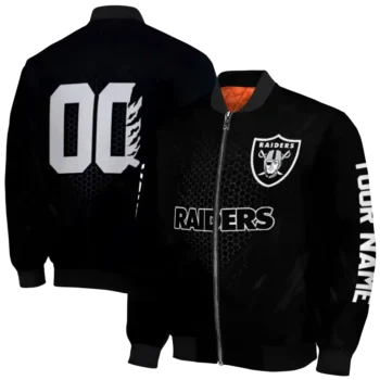 customized las vegas raiders hexagon mesh black bomber jacket fashion forward