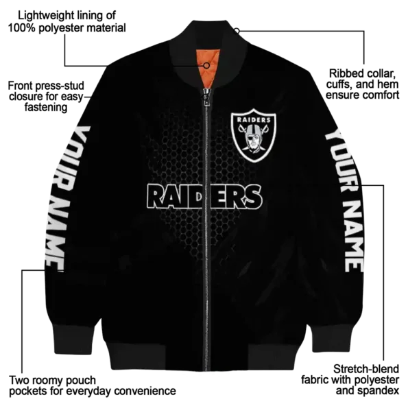 customized las vegas raiders hexagon mesh black bomber jacket new arrival