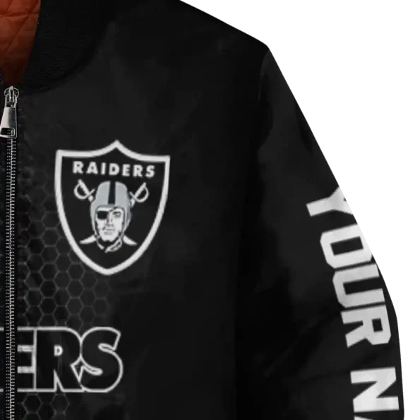 customized las vegas raiders hexagon mesh black bomber jacket premium grade