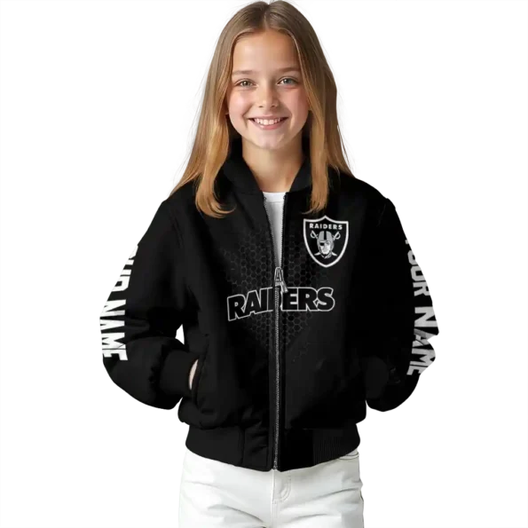 customized las vegas raiders hexagon mesh black bomber jacket top rated