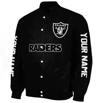 customized las vegas raiders hexagon mesh black varsity jacket best selling