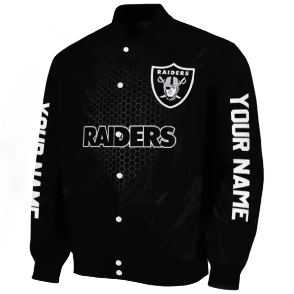 customized las vegas raiders hexagon mesh black varsity jacket best selling