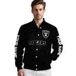 customized las vegas raiders hexagon mesh black varsity jacket best selling