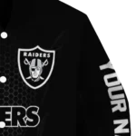 customized las vegas raiders hexagon mesh black varsity jacket best selling