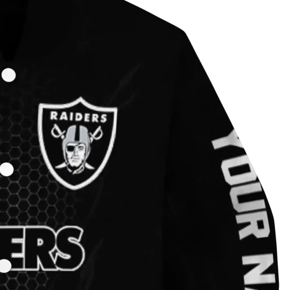 customized las vegas raiders hexagon mesh black varsity jacket premium grade